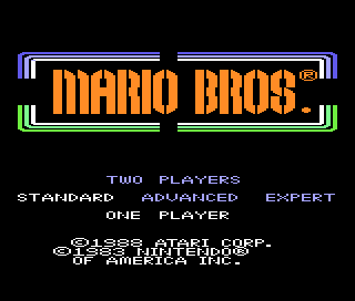 Mario Bros. title screen for Atari 7800